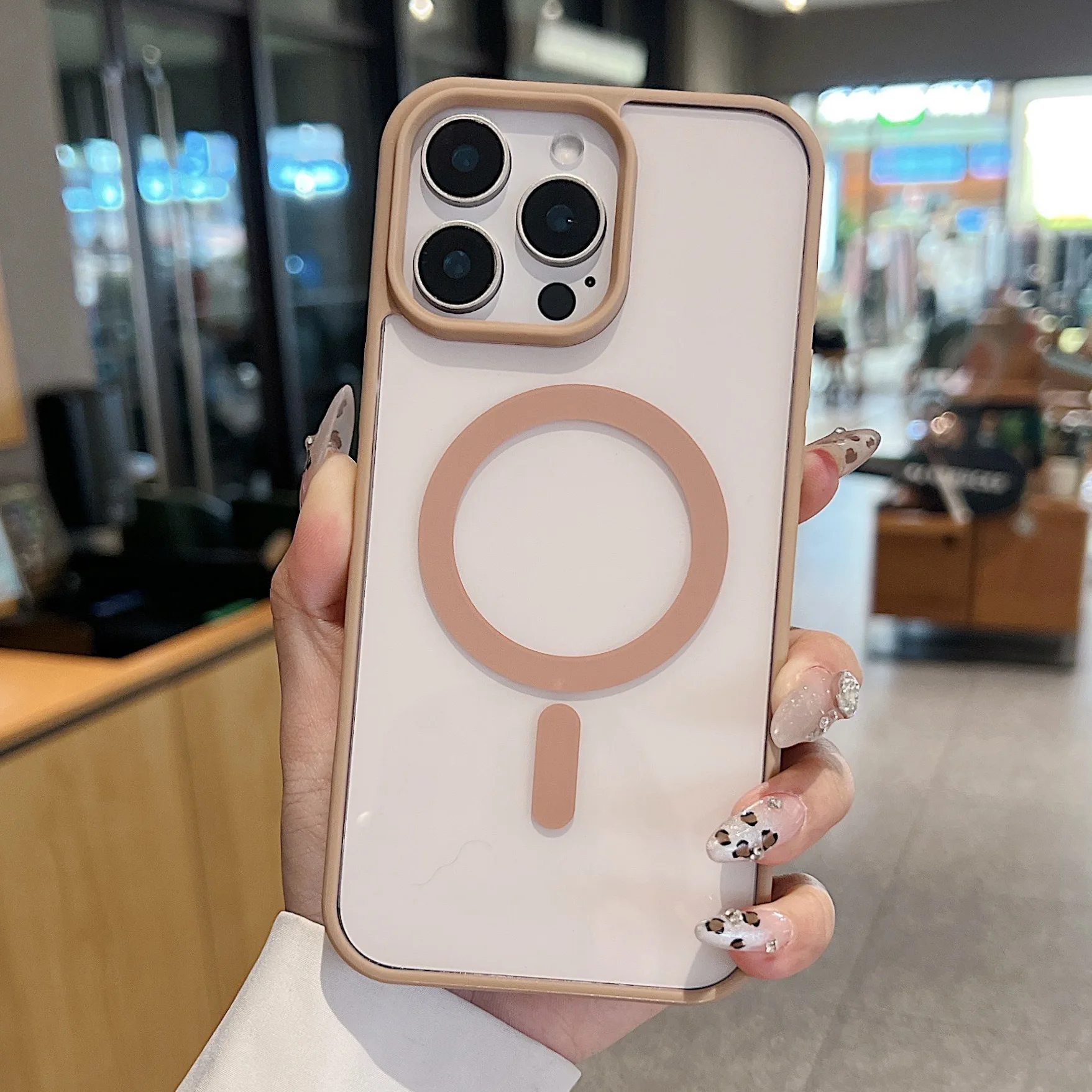 2025 New Clear Magnetic Wireless Charge Transparent Case for iPhone 16 15 14 13 12 Pro Max Bumper Shockproof Cover