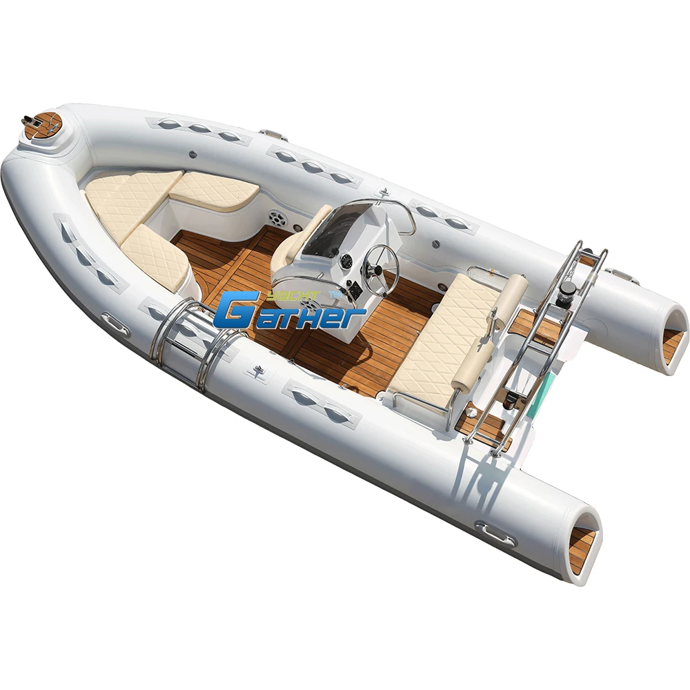 CE 5.2m RIB520E orca hypalon fiberglass hull inflatable fishing rib boat with centre console,teak floor,ladder and frp step ends