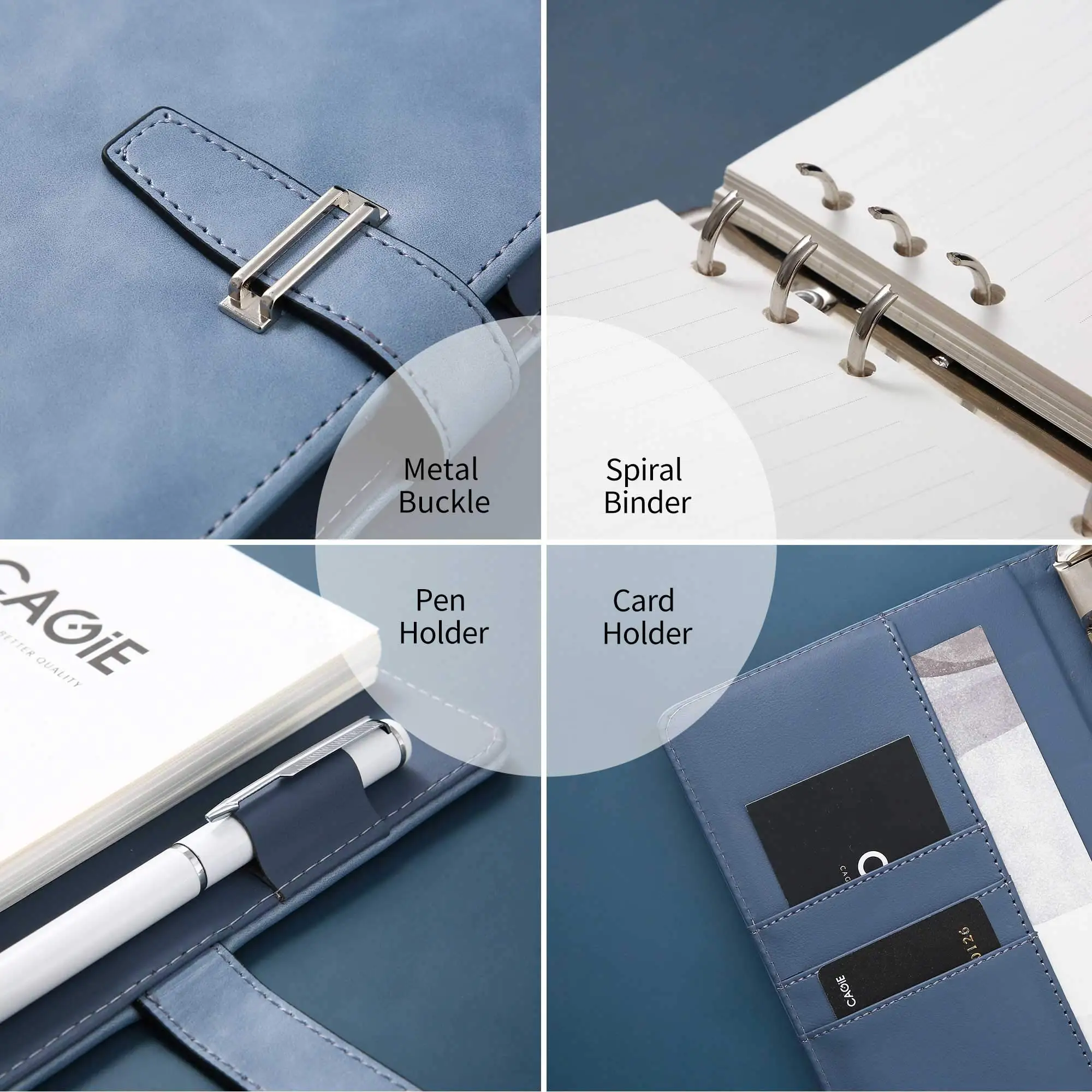 Custom ready stock A5 leather lose leaf blinding notebook saving changes diary