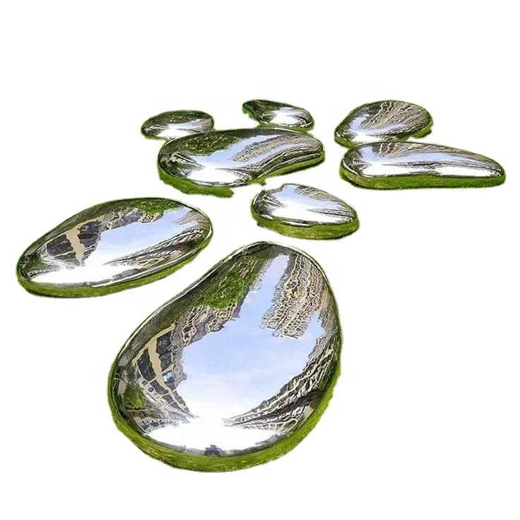 Lawn Stainless Steel Bubbles Stainless Steel Polished Stones Cobblestone Garden Pebble Sculpture