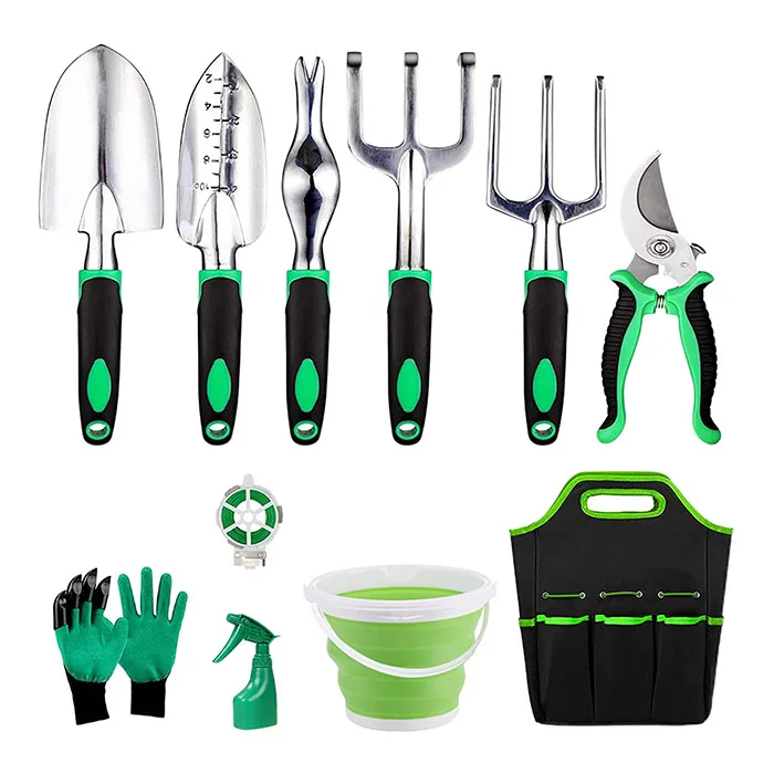 11 pcs Mini Gardening Tool Set for Gardening, Non-Slip Ergonomic Handle Tools, Durable Storage Tote Bag Bonsai Tools