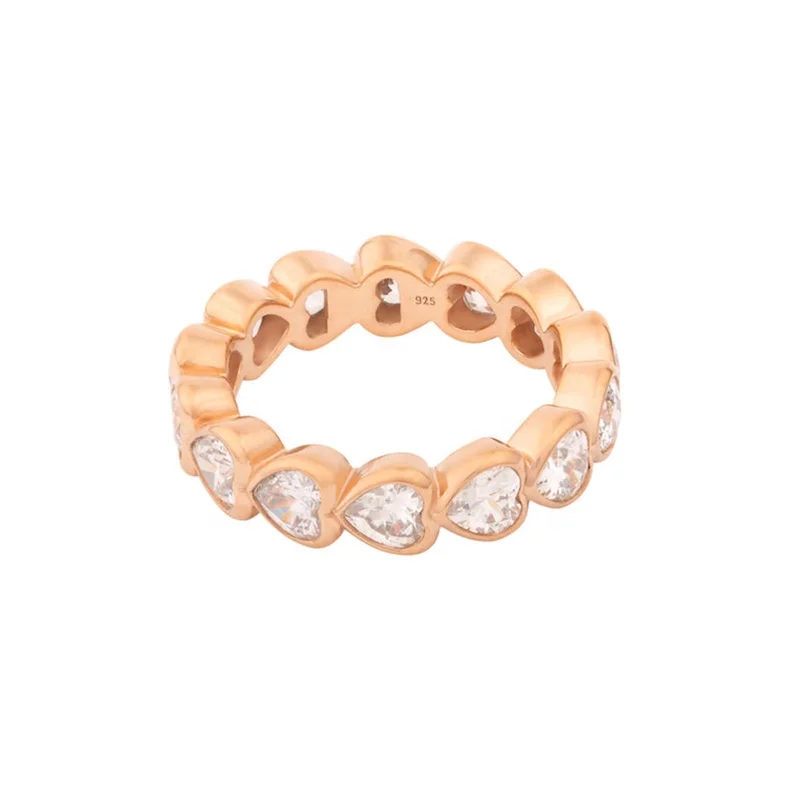 Milskye gold plated elegant heart bezel 14k gold vermeil 925 silver ring