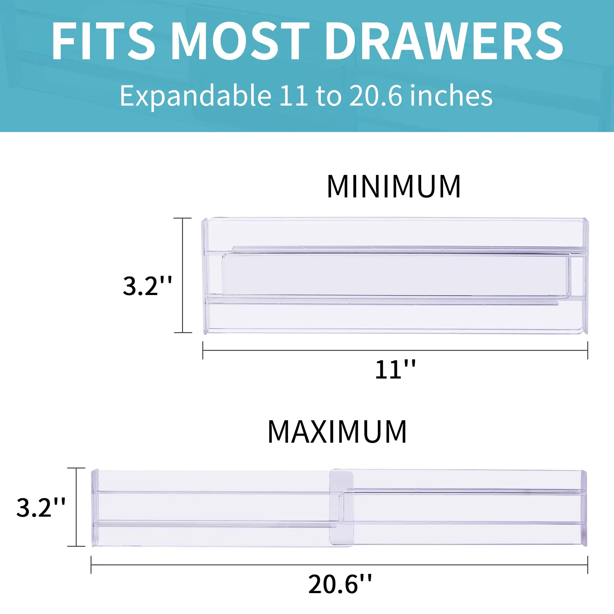 Kitchen Clear Adjustable Plastic Dividers Separators Organizer For Drawer
