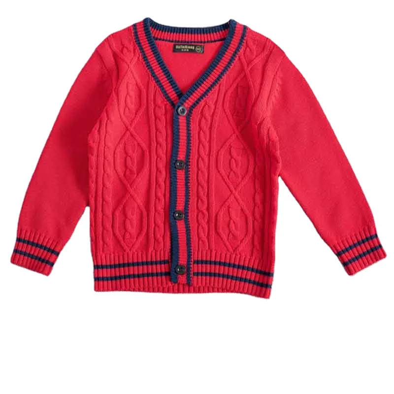
Warm V-neck Thick Knit Shirt Children Knitwear Long Sleeve Kids Jersey Knitted Sweater Toddlers Thick Baby Cardigan 