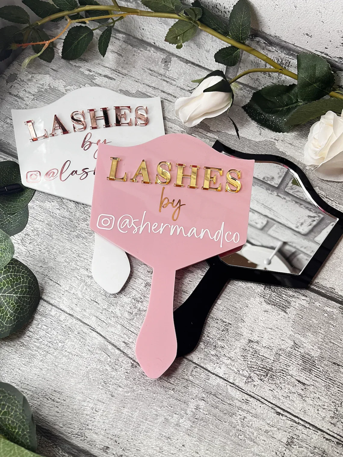 Custom Hand Held Prop Mirror for Brow Techniclan Acrylic Hand Mirror Vanity Mirrors