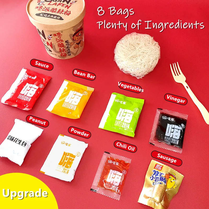 Wholesale haichijia hot and sour instant rice  vermicelli noodles Chinese snack spicy_ noodles shirataki instant noodles