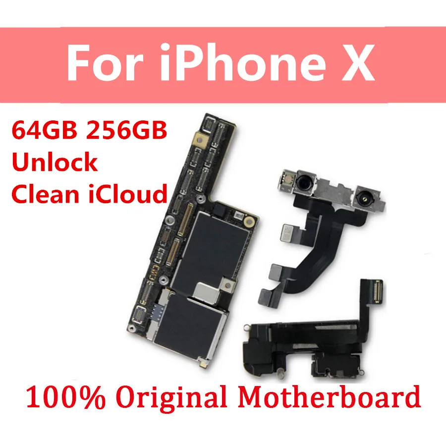 Материнская плата для iphone X 64 ГБ/256 ГБ с распознаванием лица/без распознавания лица бесплатный iCloud x материнская системой IOS