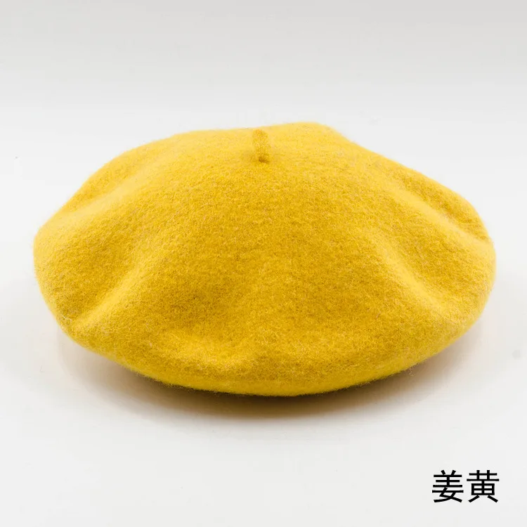 
Hot Sale colorful Fashion Artist 100%Wool Classical plain French Beret for Women outdoor 