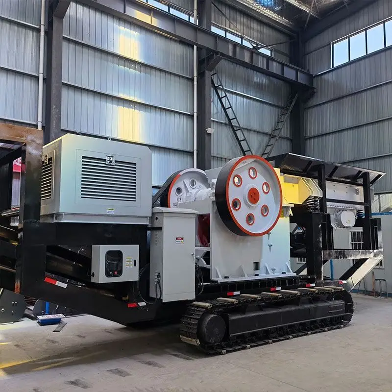Industrial Mobile Crawler Concrete Crusher 50t/H Diesel Granite Jaw Crusher With Conveyor Belt