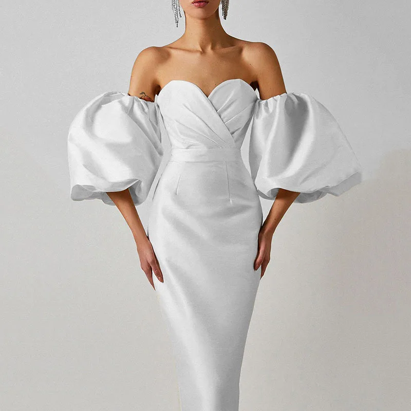 Luxury dress for ladies 2011 puff bubble sleeve dress high quality wholesale prom dresses 2022 formal clothing women