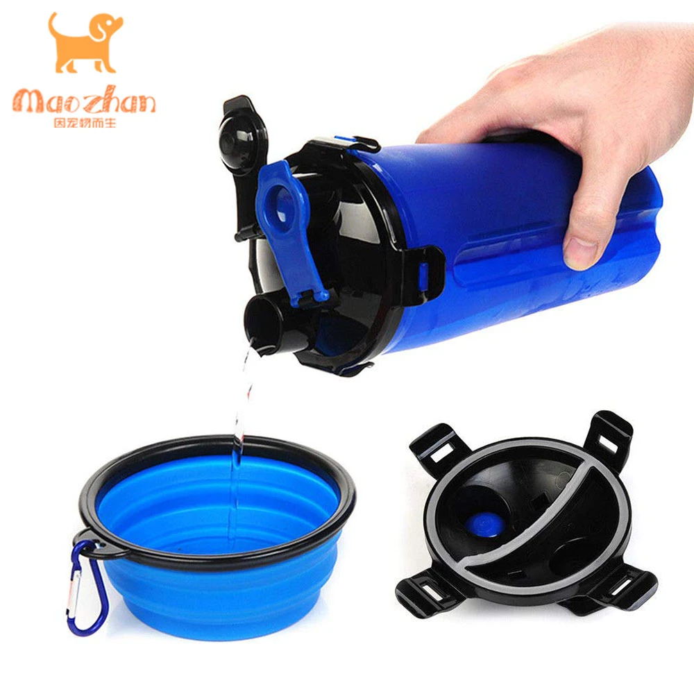 Collapsible dog food and water cup plastic feeder pet cat food foldable travel outdoor dog cup bottle