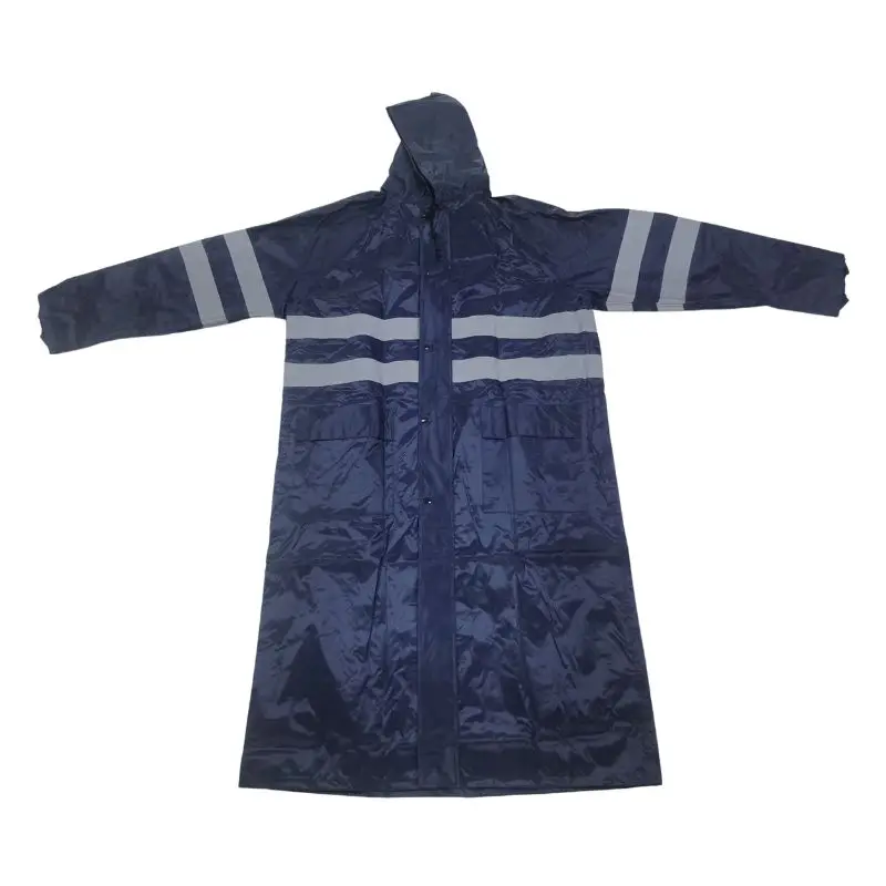Non- Green Polyester with PVC coated durable Long raincoat with pockets