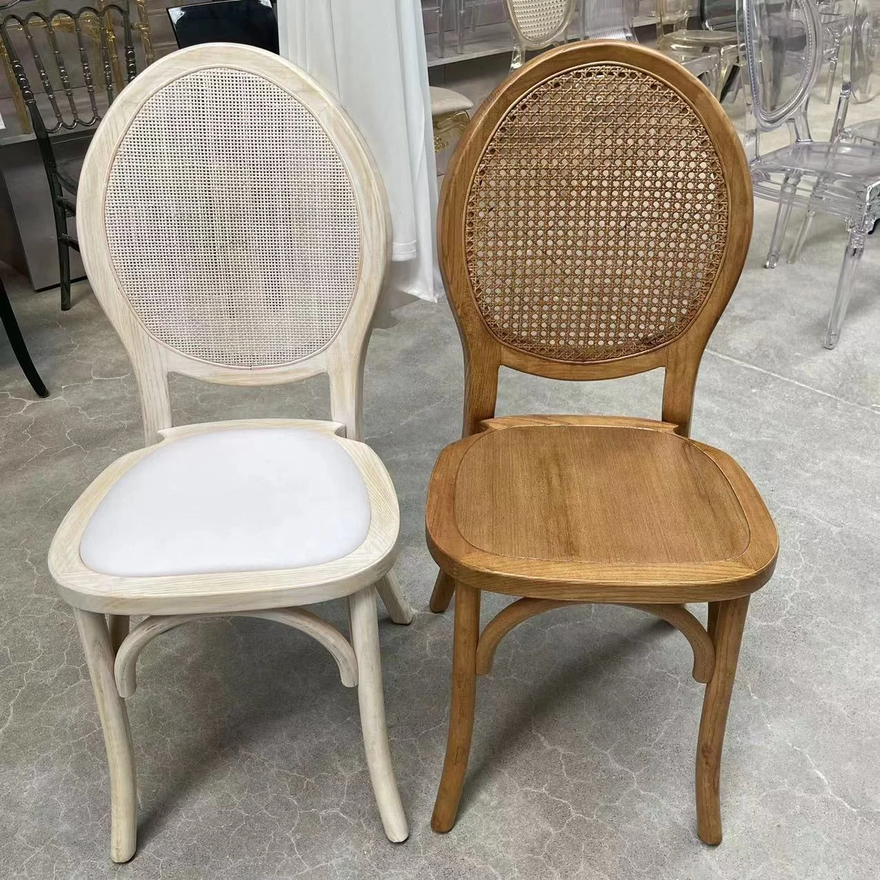 Wooden Rattan Seat Stackable Wedding Event Party Rental Dining Monet Chair