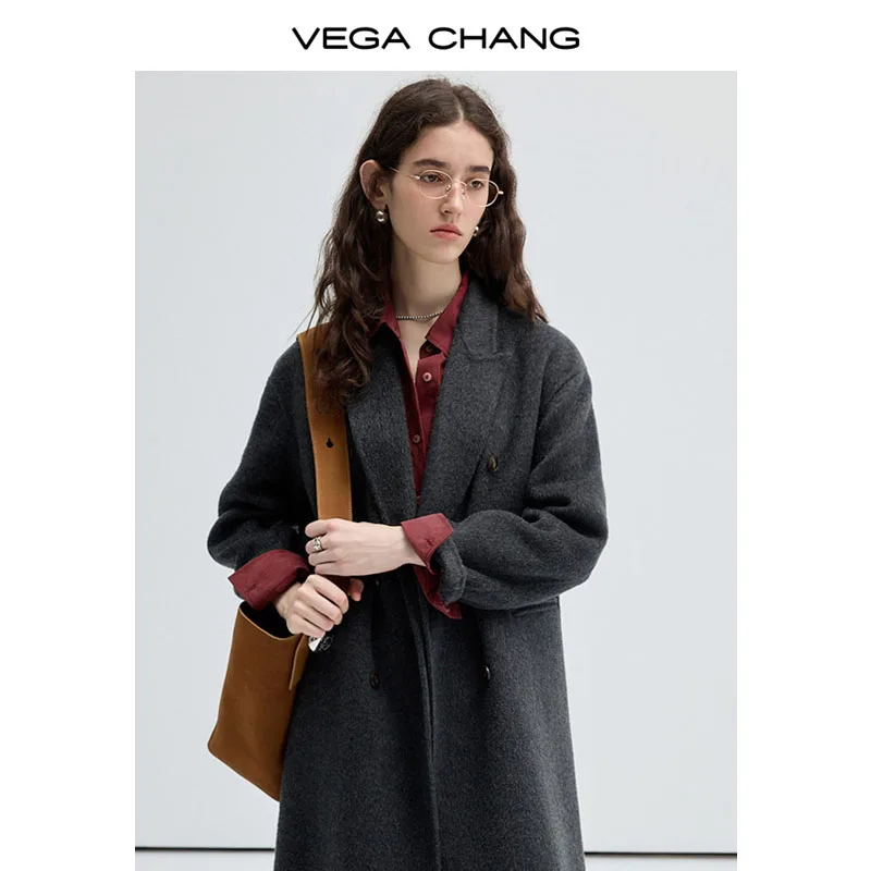 VEGA CHANG 2024 Best Sale Fall Winter Double-sided Cashmere Coat Long Double-sided Woolen Coat For Women