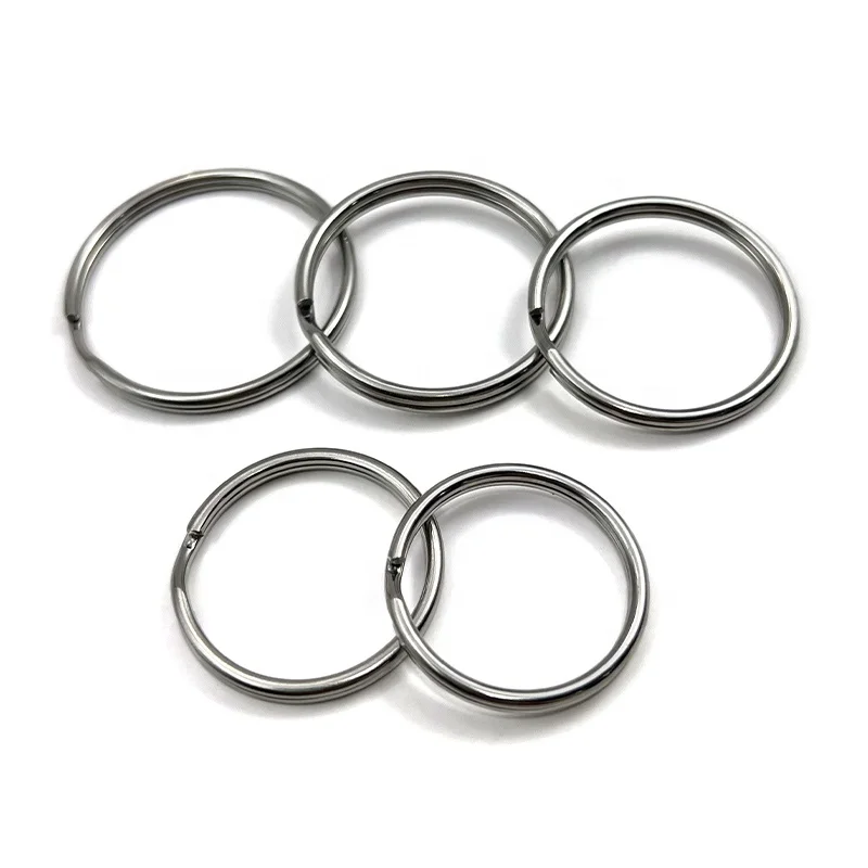 High Quality Custom Metal Nickel Split Key Ring Stainless Steel Flat Key Ring Double Layer Connectors For Key Chain Accessories