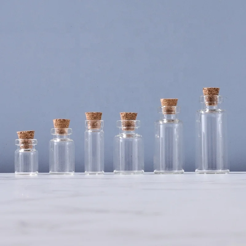 Mini 0.5ml 1ml 2ml 3ml 5ml clear glass wishing small drift bottle vials with cork Glass Tube Corked Jars Candy Bottle