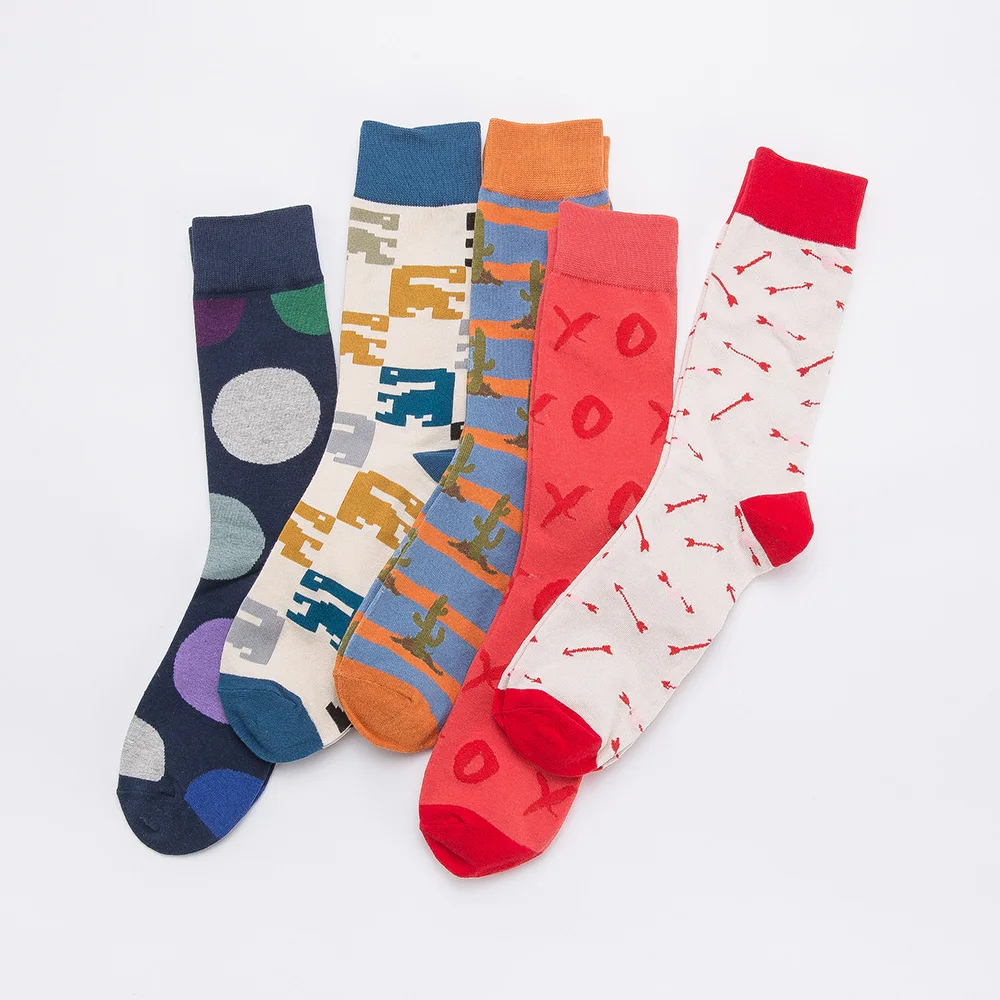  Yueli China design Cheap wholesale custom cotton crew colorful dress funny unisex happy socks fashion