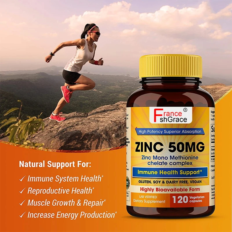 OEM Zinc Supplement Tablets Zinc Mono Methionine Chelate Complex Immune Health Support 120 Capsules for Adults
