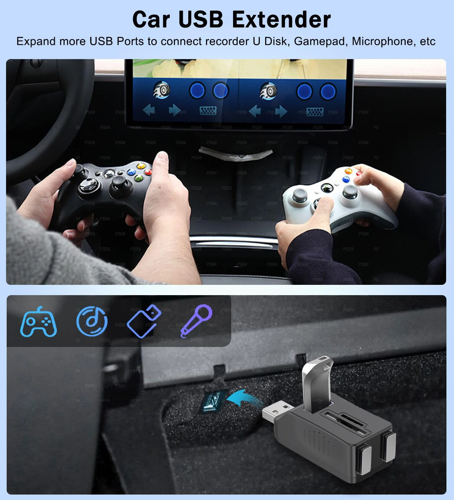 EONLINE OEM LOGO 6IN1  USB 3.0/2.0 Hub Card Reader USB Extender Adapter with Memory SD/TF CardReader Ports USB Splitter