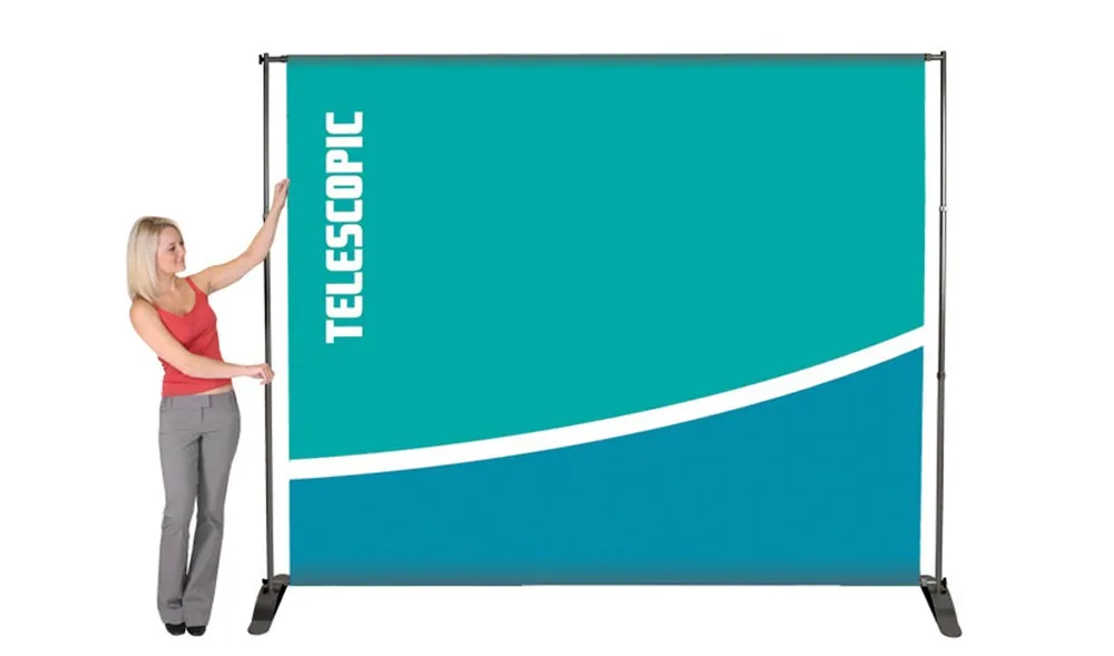 trade show adjustable portable advertising display graphic wall telescopic backdrop stand