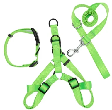 Handle Adjustable Neck And Collars Dog Harness Nylon Material Collar Leash Thin Strap Lead Set Tri Harness Set Dog