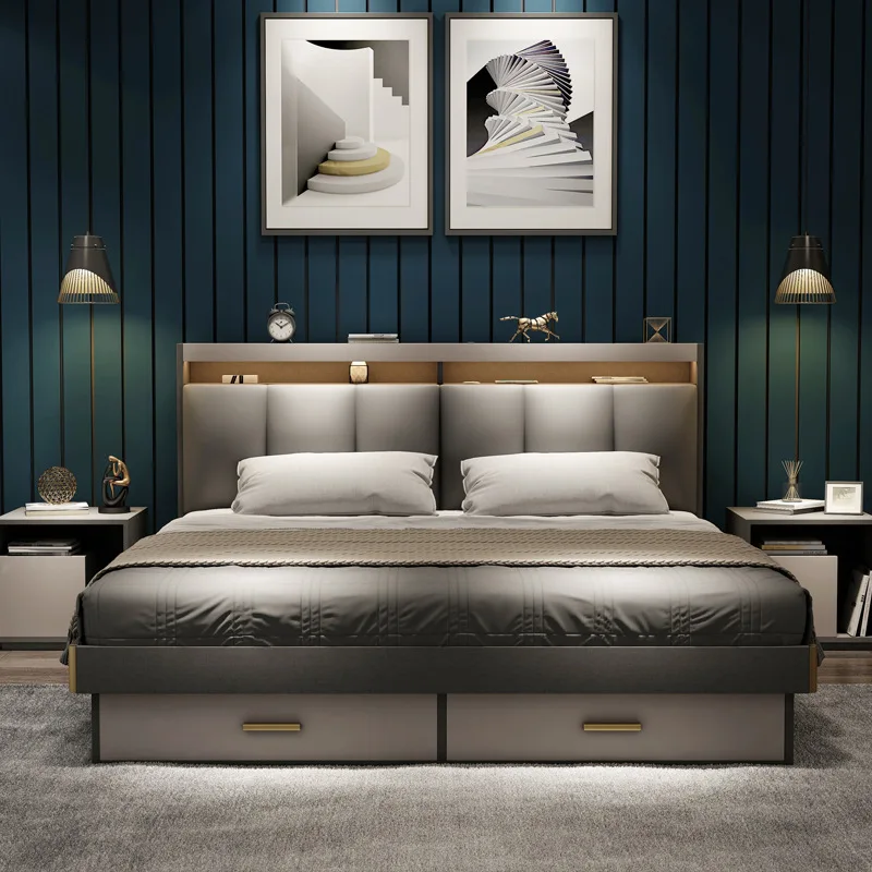 1.2m/1.5m/1.8m/2.0m Sleeping Modern Design Queen King Size Velvet Upholstered Platform Bed