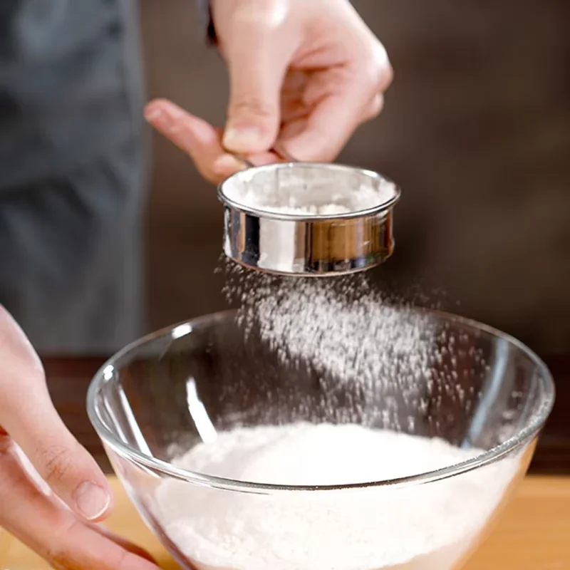 SUS304 Stainless Steel Sugar Chocolate Powder Sifter Mini Flour Sieve Mesh Filter For Baking