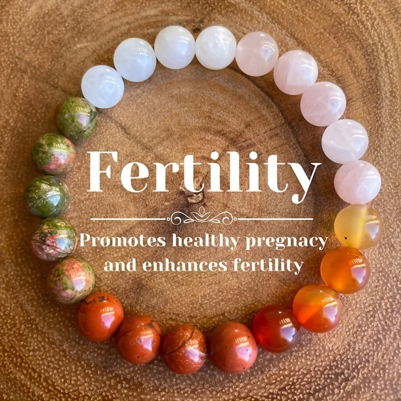 Fertility Semi Precious Natural Gem Stone Rose Quartz White Jade Unakite Red Jasper Carnelian Haling Crystal Bracelet