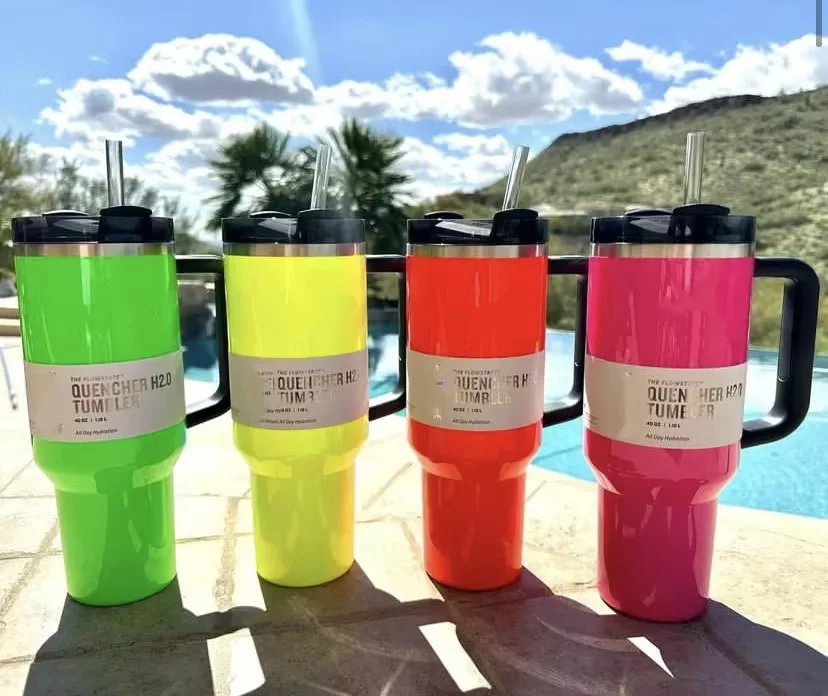 Leakproof 40Z Tumbler with Handle Double-wall Vacuum Insulation H2.0 Mug Hot Sale Tumbler with Lid and Straw Car Cup