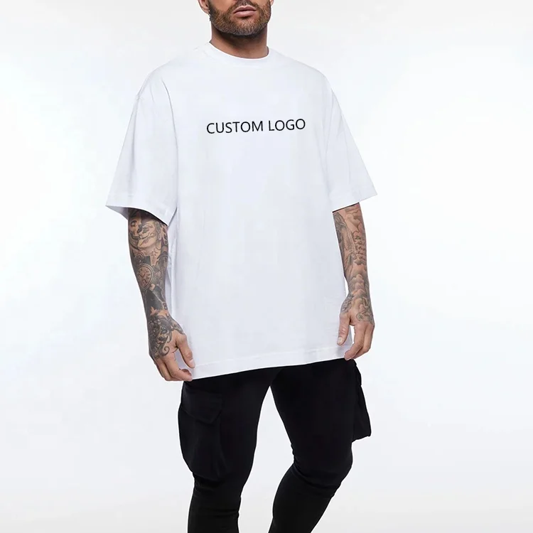 Custom High Quality 95 Cotton 5 Elastane Athletic Plus Size Print T-Shirts Men Vintage Drop Shoulder Mens Oversized Gym T Shirt