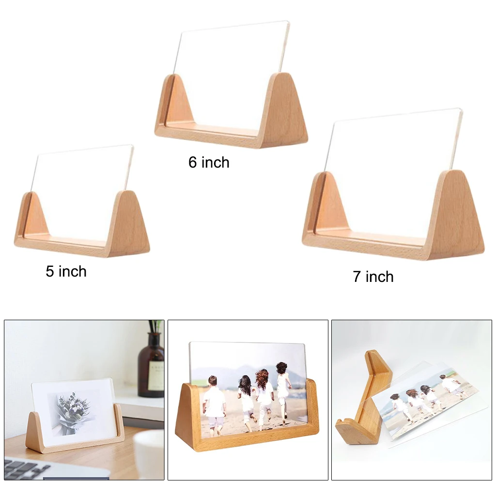 Wooden Photo Frames, Wood Acrylic Photo Frame, Detachable for Home Desk Decoration
