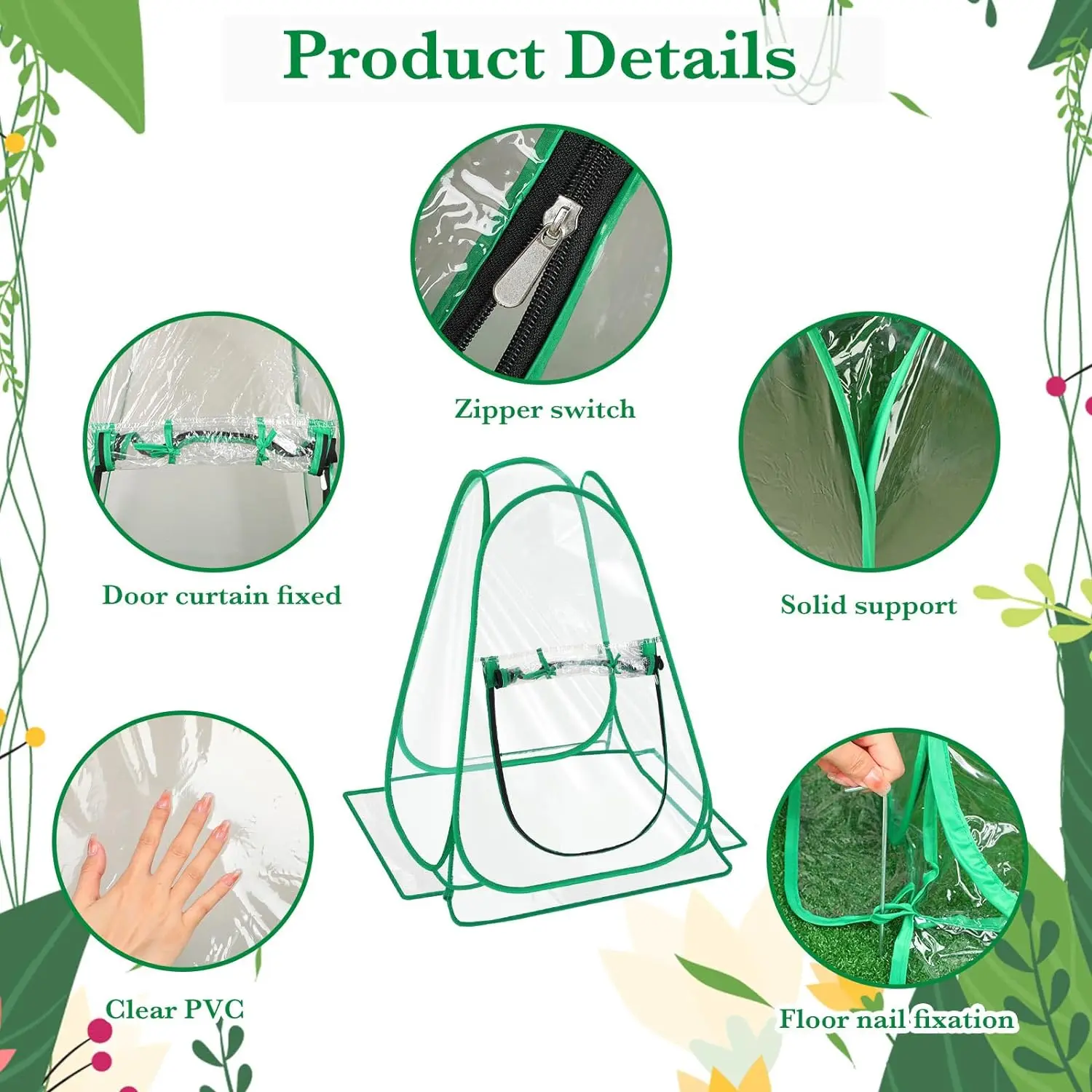 6 Pieces Mini Greenhouse Outdoor Pop up Greenhouse Cover 24 x 24 x 31 Inch Mini Gardening Sunshine Plant Flower Room