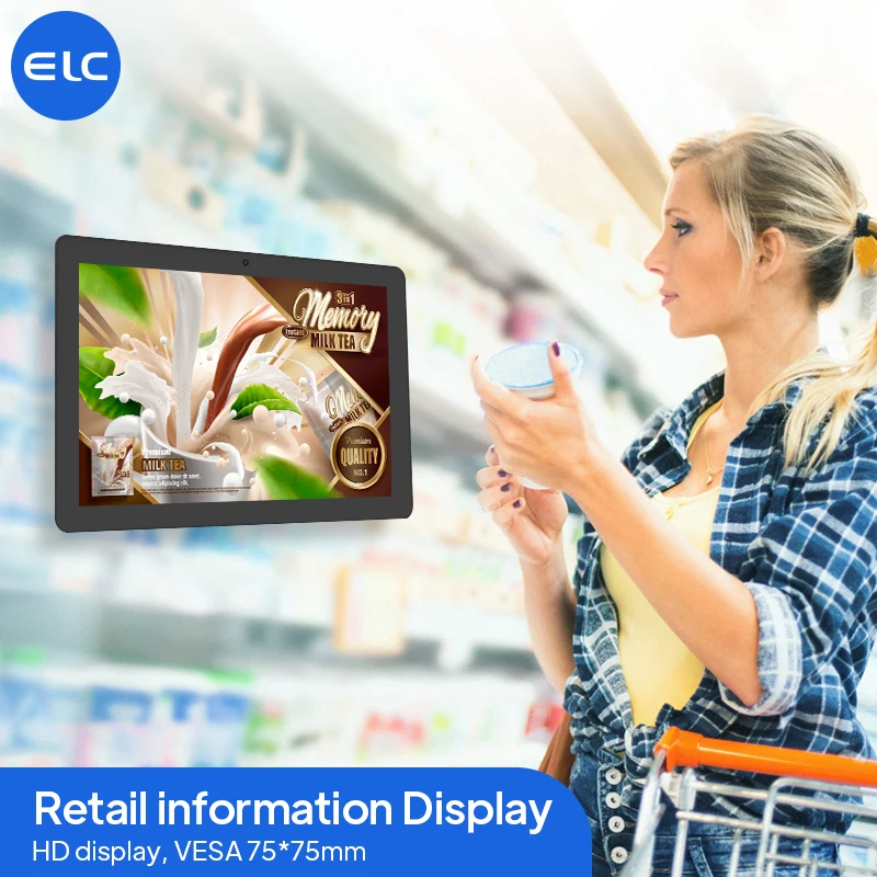 10.1 inch Supplies Advertisement Display, On-line Conference Teaching Black Android LCD Tablet Interactive Digital Signage