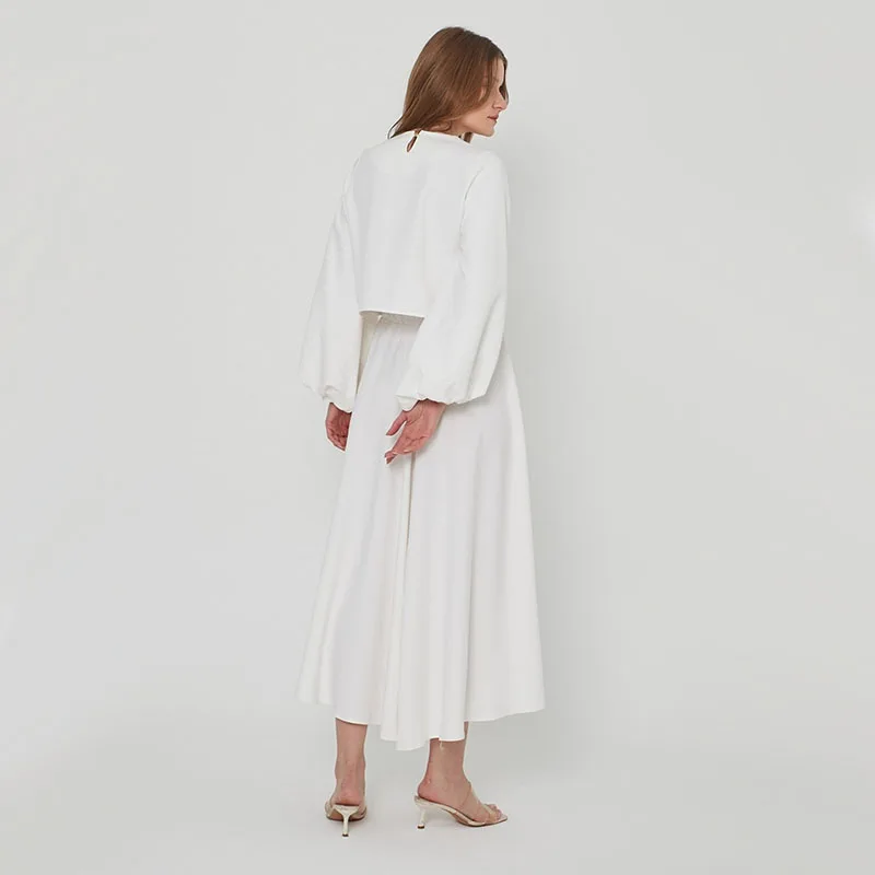 Custom islamic fashion long sleeve shirt trousers set muslim women loose prayer long 2 pieces set dress