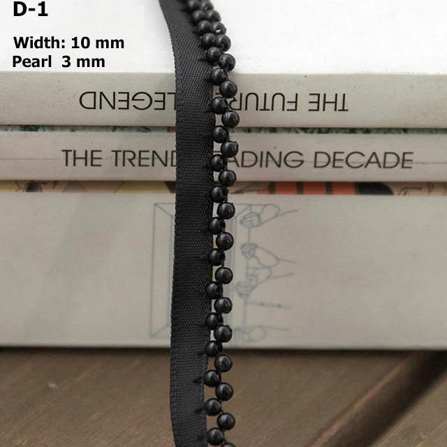 wholesale good quality 1.2cm Width  Knitting Wool Pearl Beaded Lace Trim Edge Ribbon Fabric Sewing
