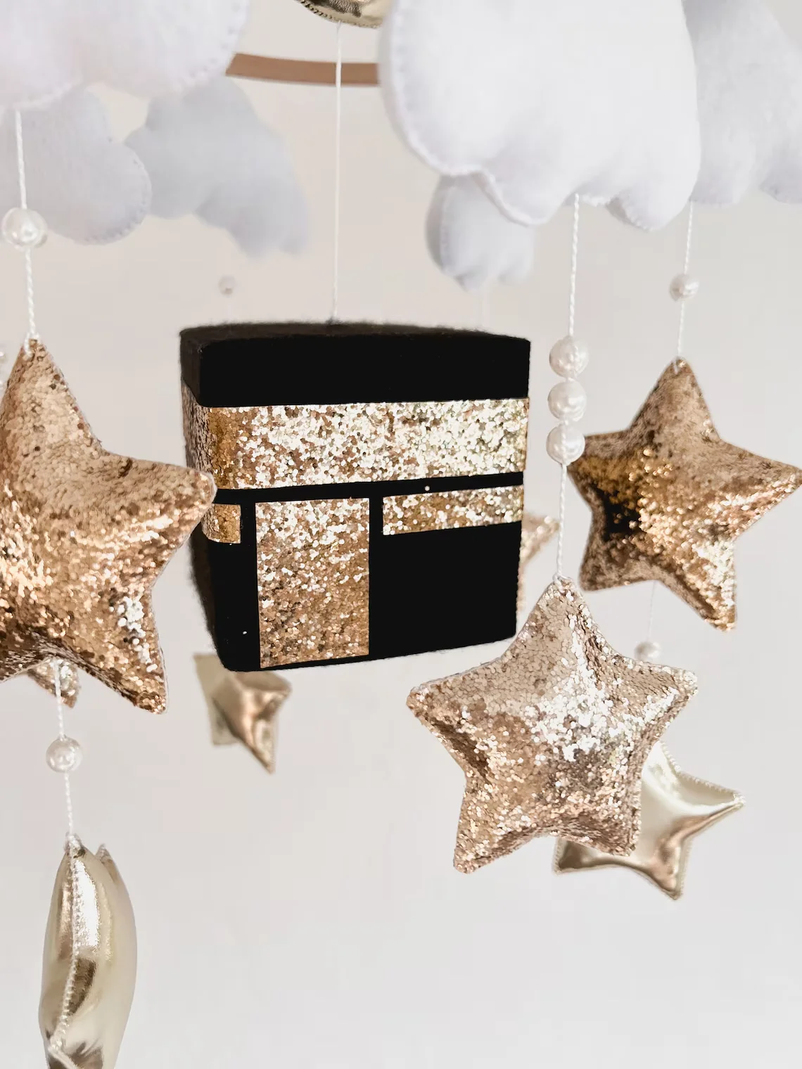 Hijab kaaba gift custom bedding hanging handmade soft felt toy islamic quran baby crib mobiles for girl boy room decor