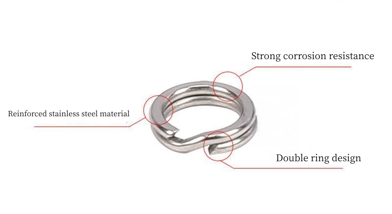 New 0#-12# Stainless Steel Flattening Ring Bait Clip fishing gadgets Jigging Snaps 150kg pull Split Rings Fishingaccessory