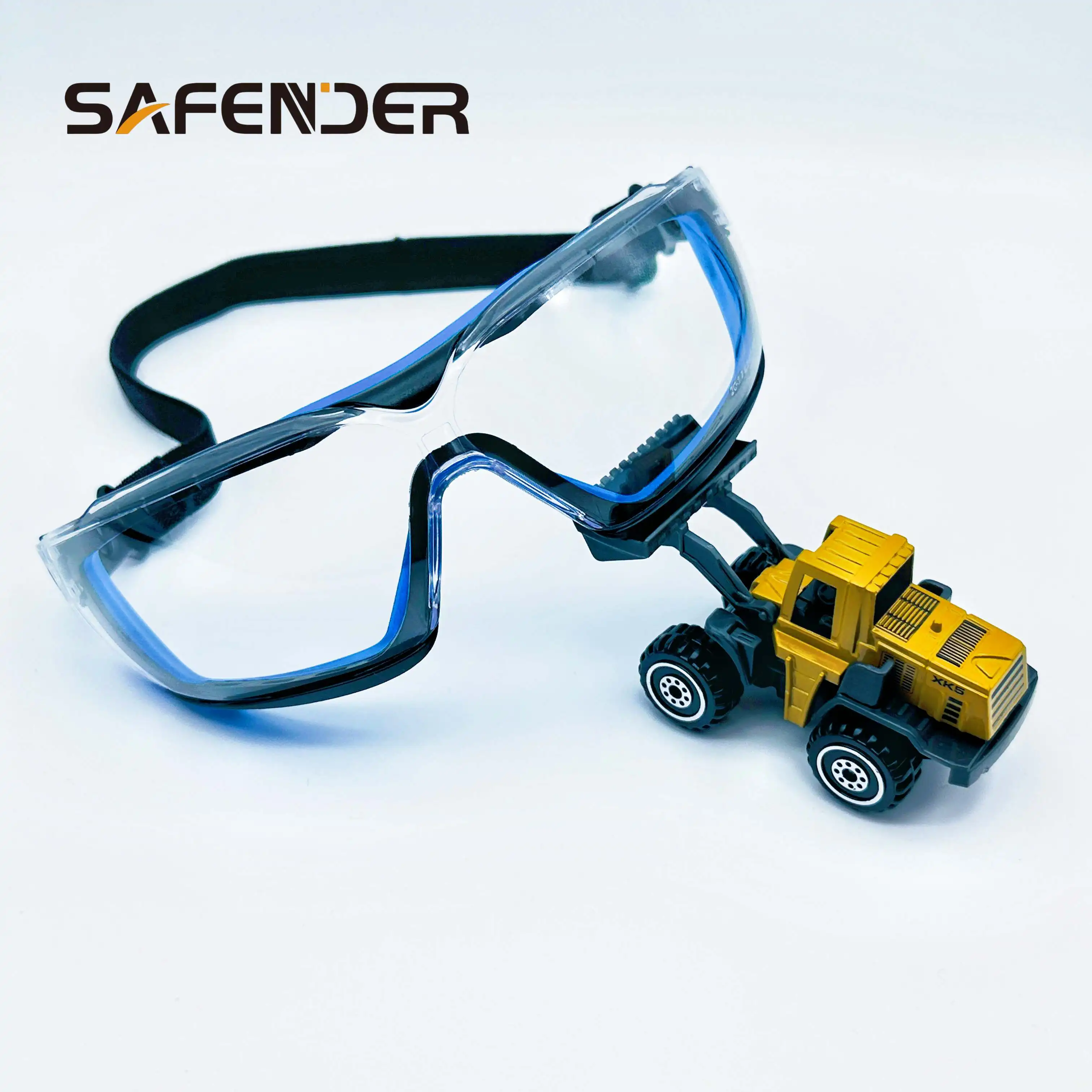 Hot Sell Blue TPE Rubber Frame Silicone Men Work Safety Goggles for Factory and Construction Field