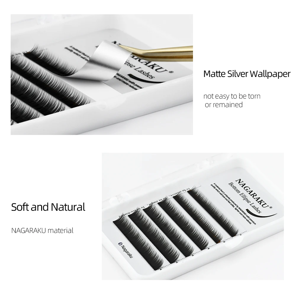 NAGARAKU Ellipse flat bottom eyelash extension mink eyelash extension manufacturer