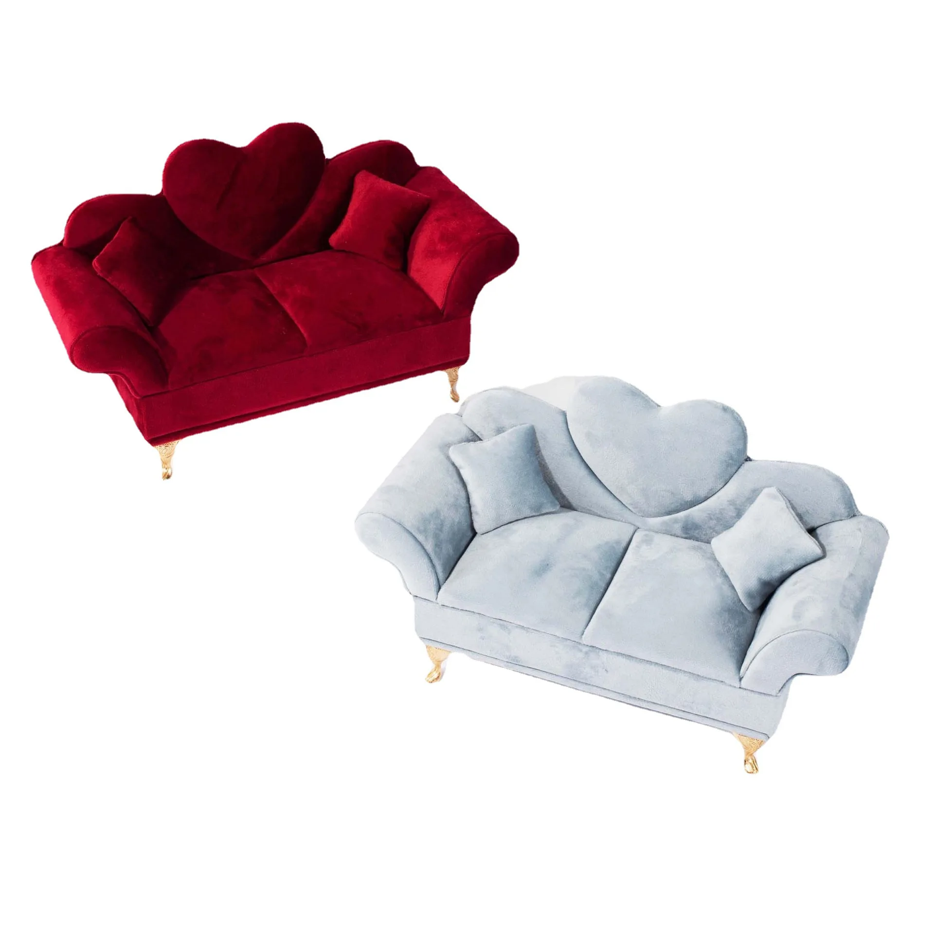 Creative Flannel Box Velvet Red Sofa Shaped Jewelry Box for Ring Necklace Packaging