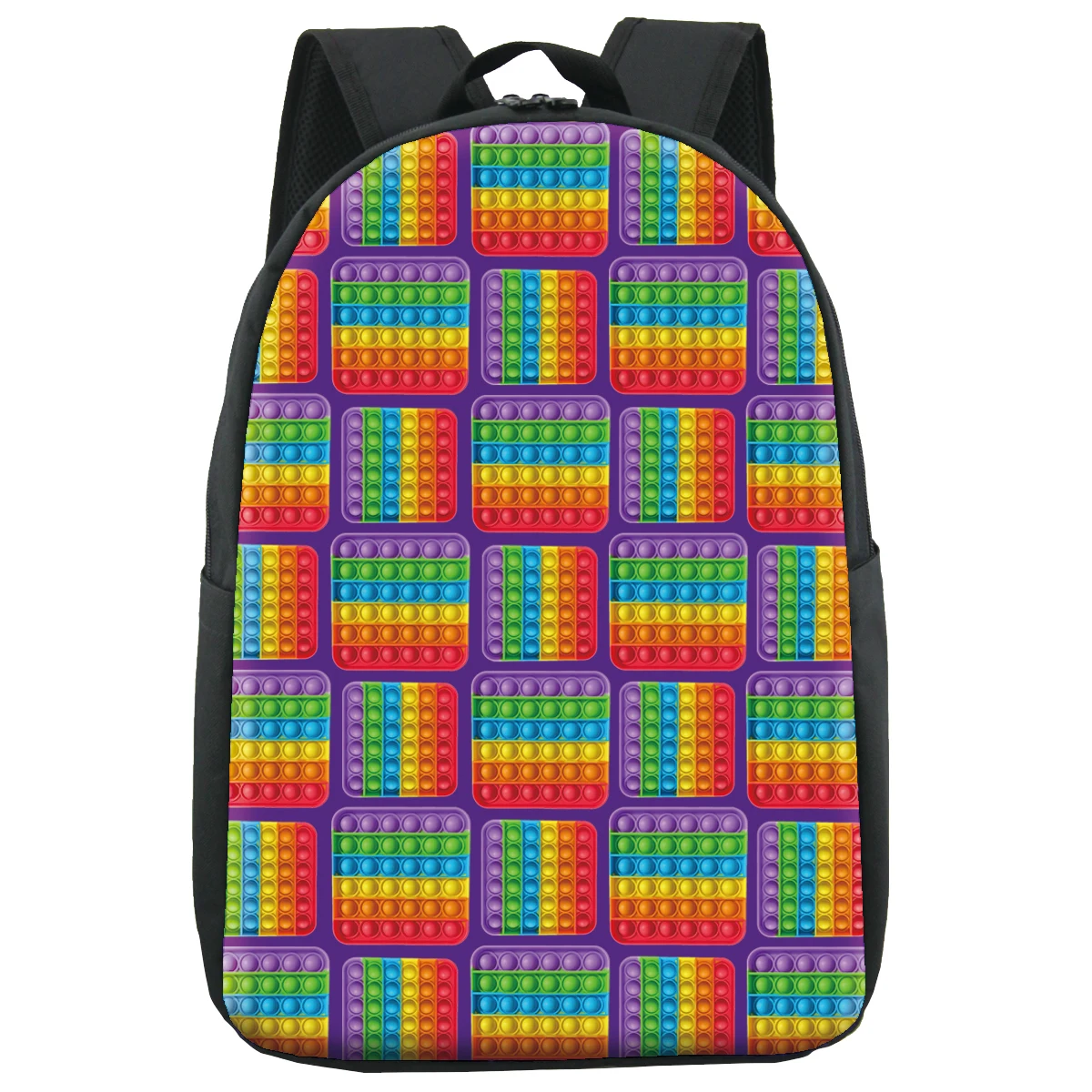 Rainbow backpack pop it unisex pop it fidget backpack with two side pocket for kid girls boys back to school
