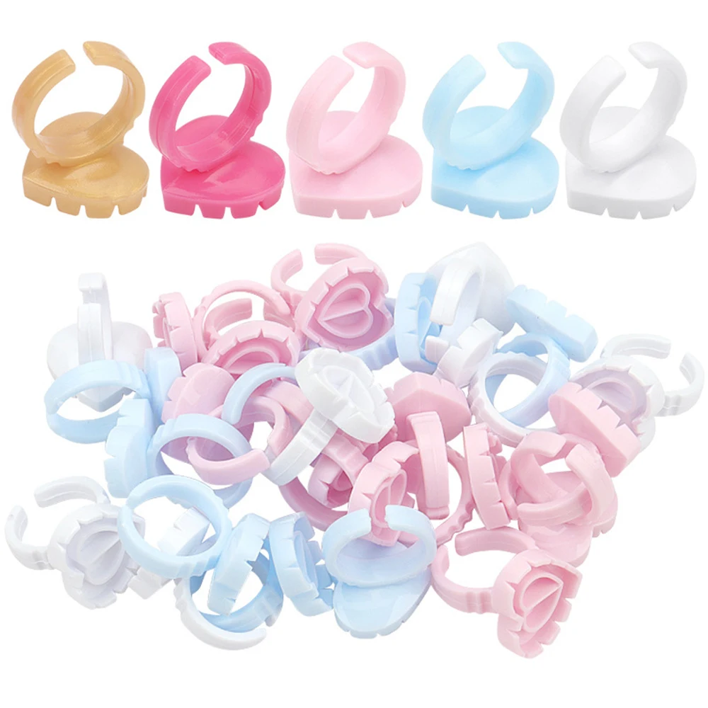 Disposable Heart-Shaped Tattoo Ink Pigment Holder Container Eyelash Extension Supplies Makeup Tools Lash Glue Ring Cup Glue