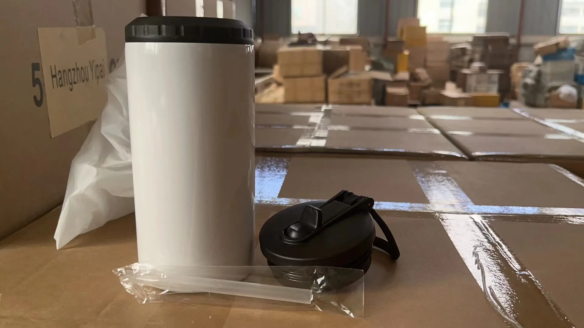 Склад в США 12oz пустая сублимационная белый DIY тонкие прямые обтягивающие может охладитель стакан с двумя крышками Двойной Два универсальная функция