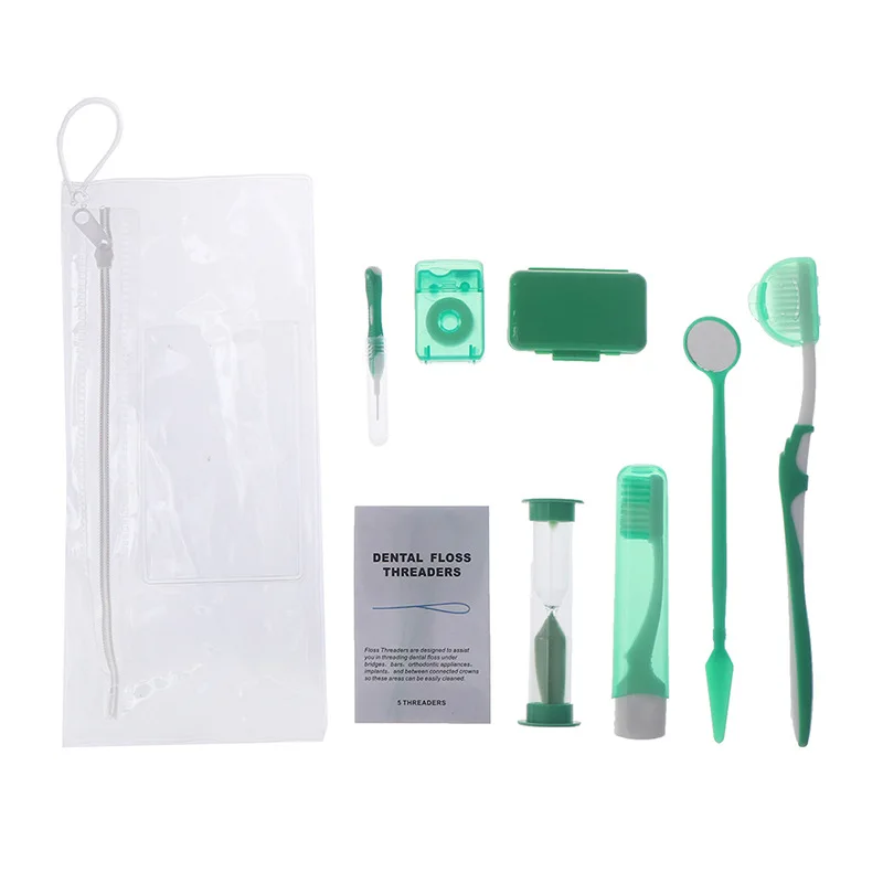 Portable 8in1 Travel Oral Hygiene Care Brush Teeth Floss Dental Orthodontic Kit for Teeth