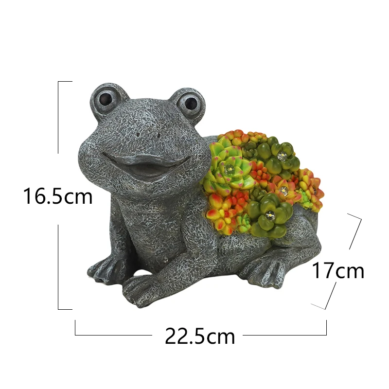 Custom Frog Garden Figurines with Solar Energy Small Animal Statue Light Cute Toy Figurine Decoration