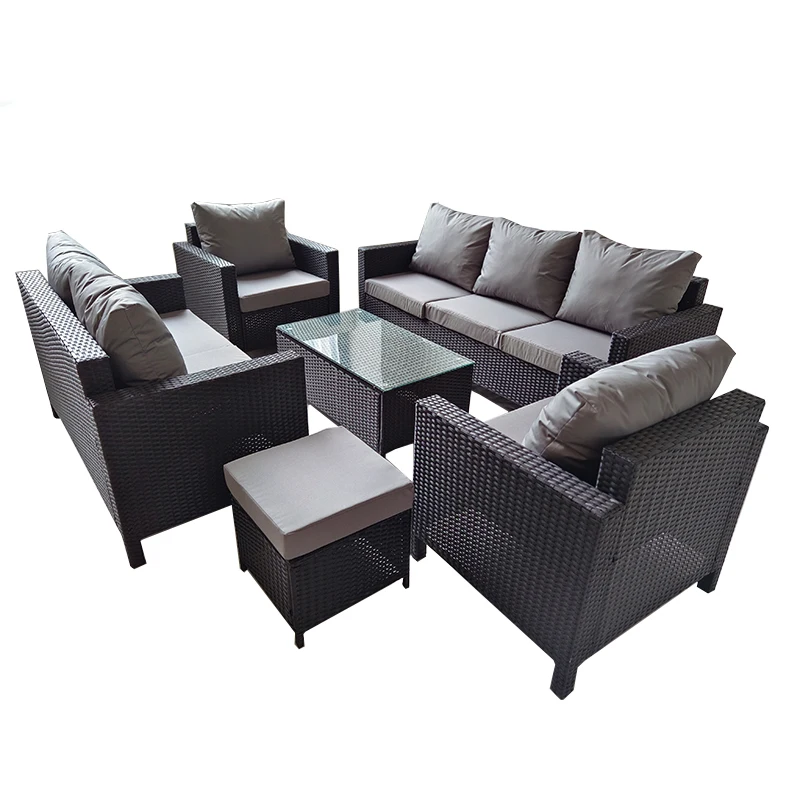 Wholesale Modern Aluminium Garden Furniture Sofa Set Balcony Furniture Outdoor Rattan Sofa Set Outdoor Furniture