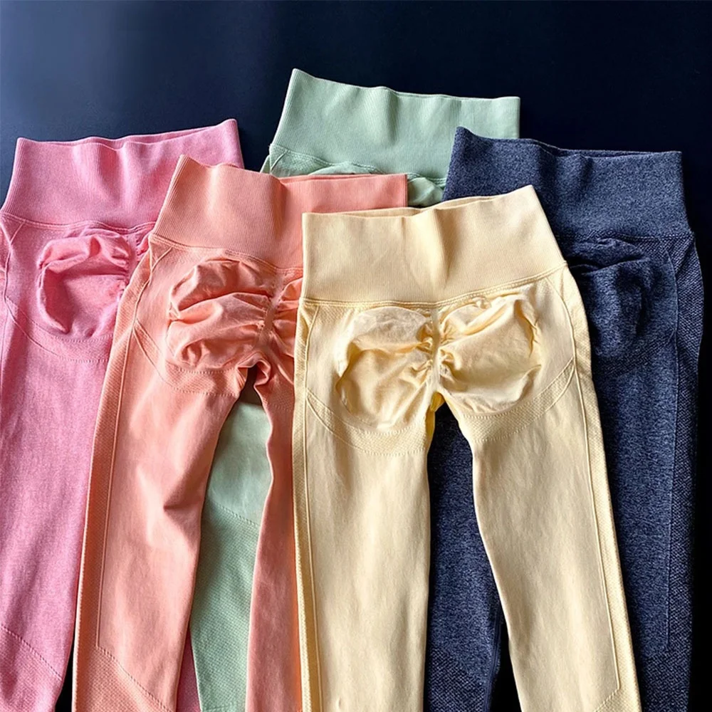 Оптовая продажа, индивидуальная одежда для спортзала, женские леггинсы с эффектом пуш-ап, штаны для йоги, спортивные женские колготки, бесшовные леггинсы