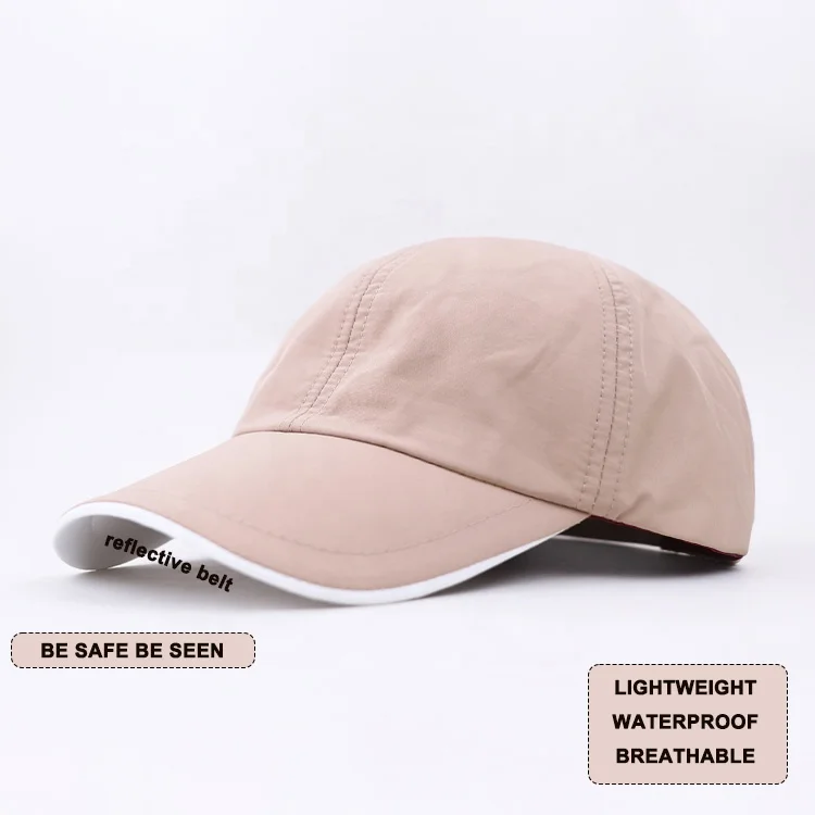 Qianzun sport material active hat side embroidered adjustable quick dry reflective blank 6 panel nylon custom baseball cap
