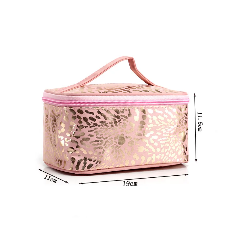 Original Factory Leopard Printed Competitive Price Women Square Custom Logo Cosmetic Toiletry Bag