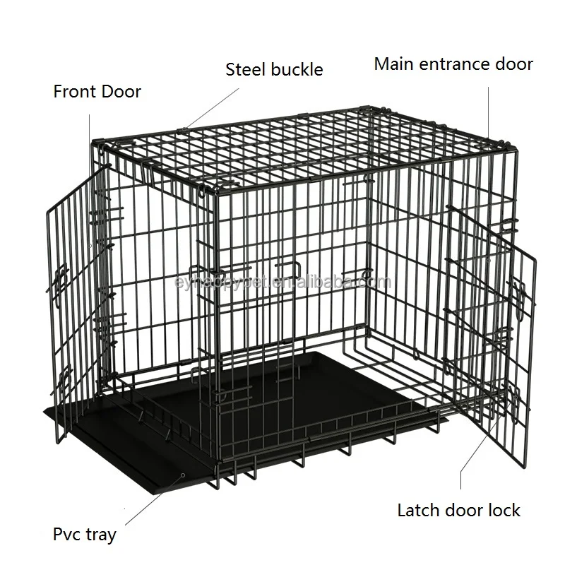 Manufacturer Supply Black Metal Mesh Pet Dog Cage, Durable Foldable Dog Crate